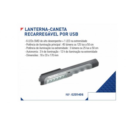 lanterna Caneta Recarregável por USB